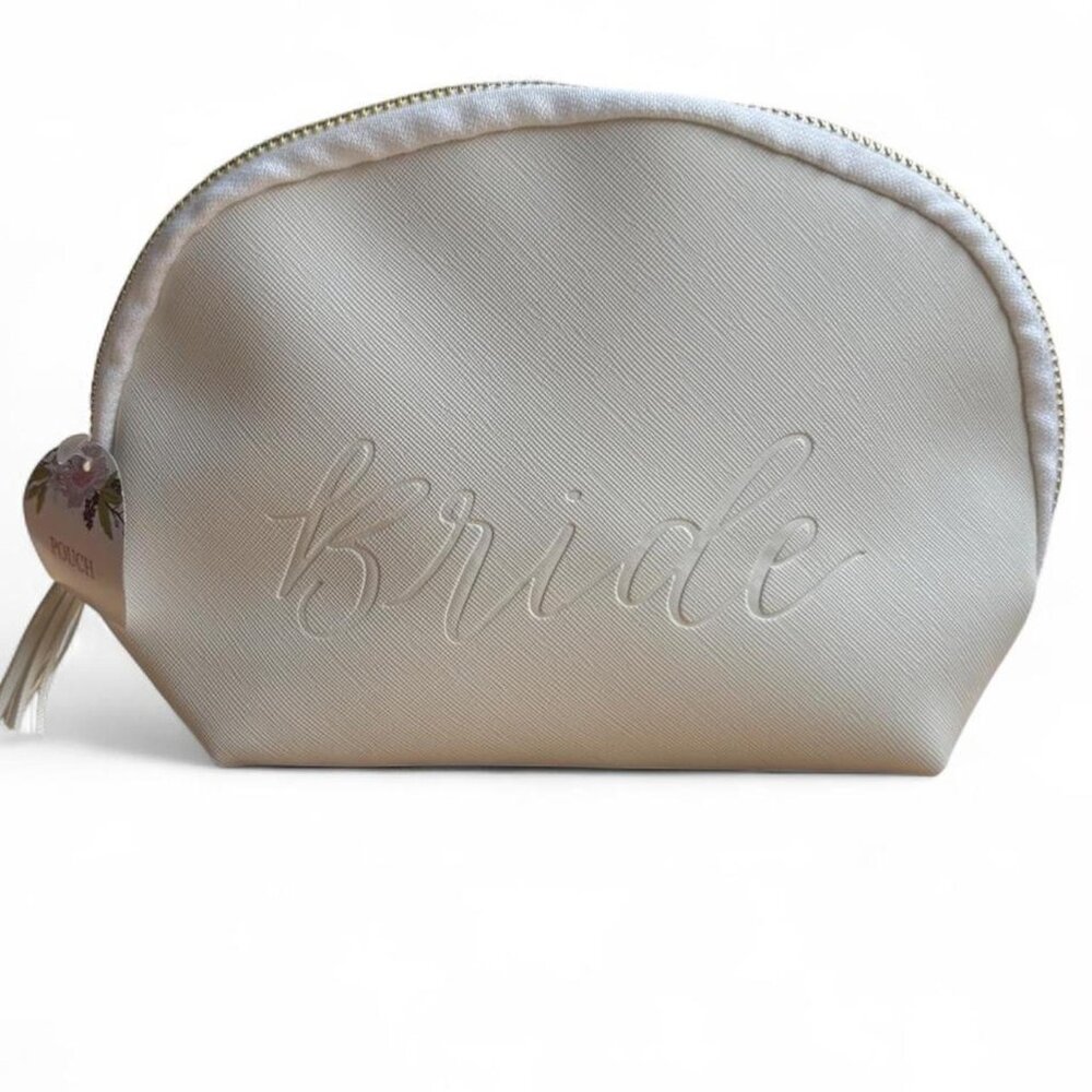 Bride Makeup Bag Bridal Cosmetic Pouch‎ Wedding Day Clutch Travel Toiletry Gift